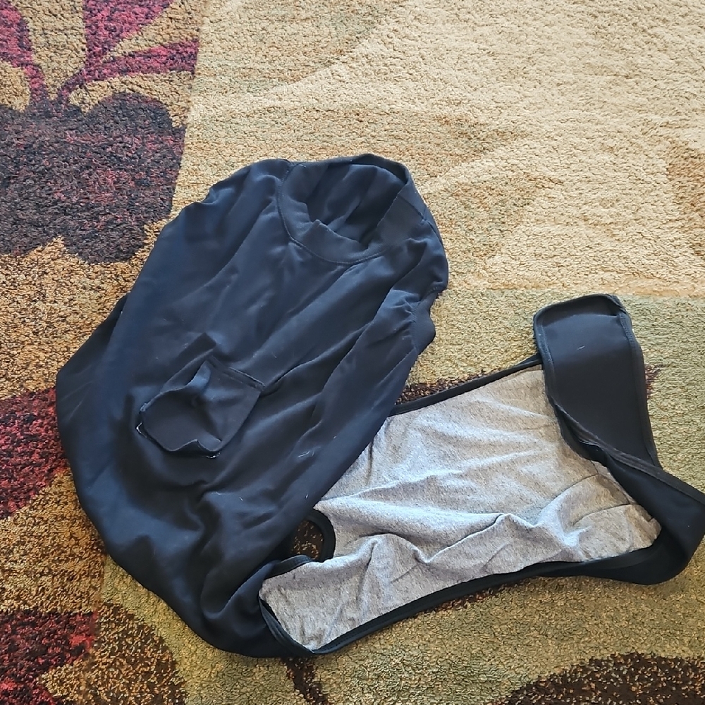 Black and Gray Dog Surgical Recovery Suit, XXL